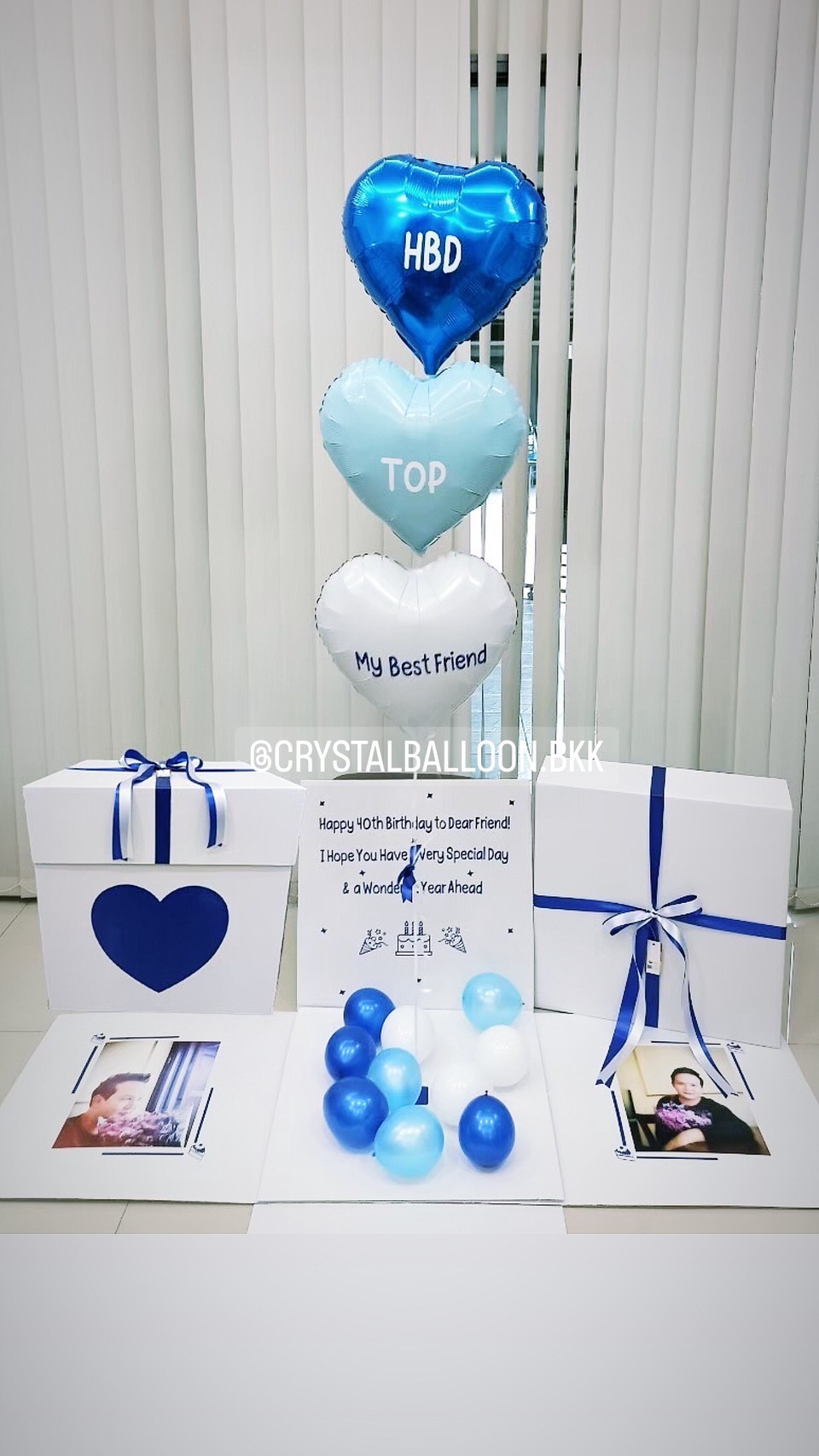 Happy Birthday Surprise Box กล่องเซอร์ไพรส์วันเกิด ฟอยล์หัวใจ ขนาด 18" 3 ชิ้น พร้อมตกแต่ง สามารถใส่รูปได้ 2 ใบ สามารถเปลี่ยนสี-ฟอยล์ตกแต่ง/เปลี่ยนสีข้อความได้
