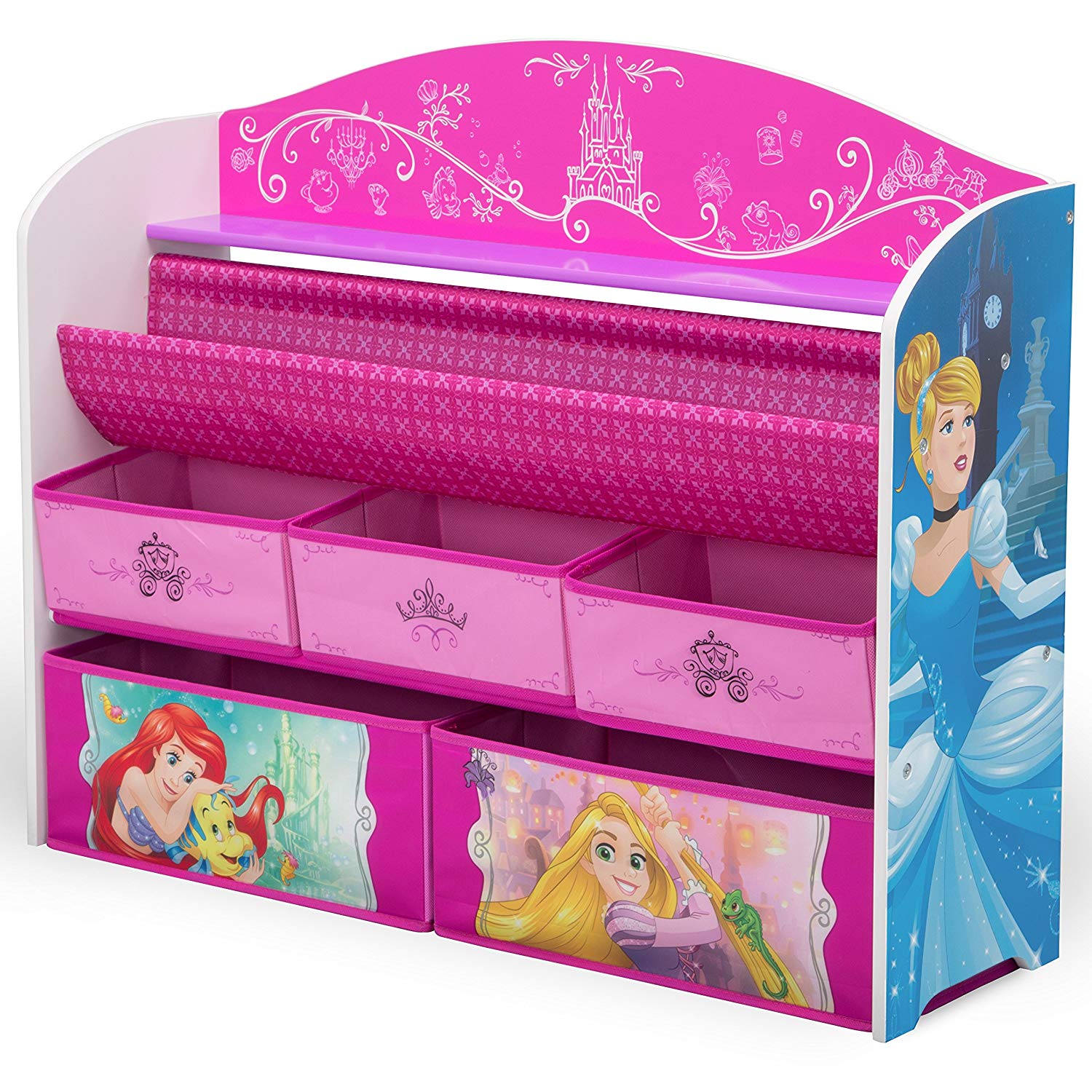 Delta Children Disney Princess Deluxe Book & Toy Organizer (แบบใหม่ล่าสุด) ชั้นเก็บของ ชั้นวางหนังสือ ไซส์ใหญ่