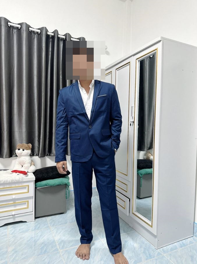 พร้อมเช่า ชุดสูทชาย สีกรมท่าเข้ม Navy Peony รุ่น 1 กระดุม งานซับในทั้งตัว (ไม่มีกั๊ก) พลัสไซส์