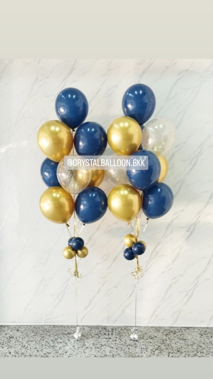 ลูกโป่ง Farewell ช่อลูกโป่งอำลา ช่อ 9 ลูก 2 ช่อ Theme Dark Blue-ทอง พร้อมตกแต่ง สามารถเปลี่ยนสีลูกโป่งได้
