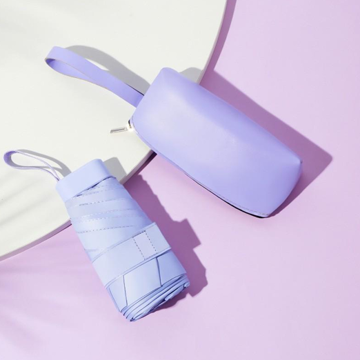 ร่มพับมินิ 5 ตอน 19 นิ้ว 6 ก้าน พร้อมกระเป๋าหนัง PU หูหิ้ว