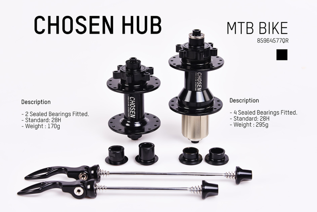 ดุม CHOSEN HUBS MTB, DA4577B-QR+DA8596B-QR (แกน15+12) รองรับ 12speeds ธรรมดาและ Boost