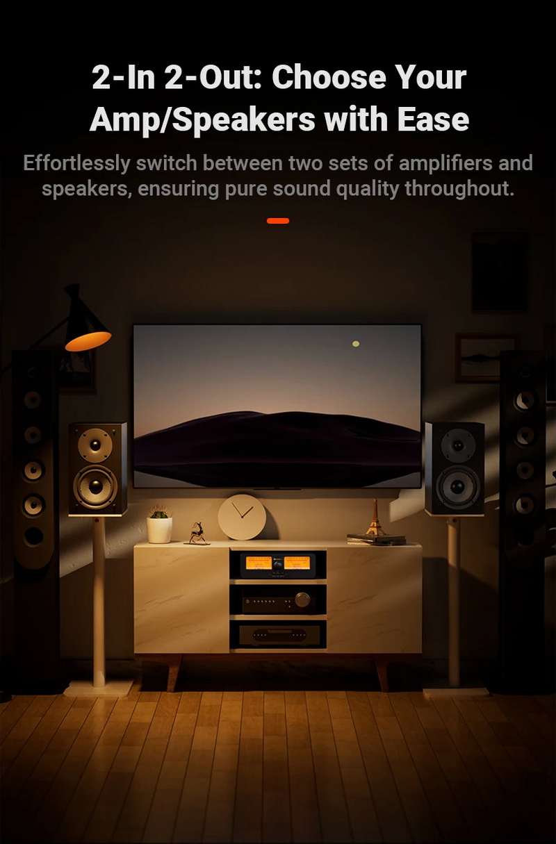 Fosi Audio LC30 ตัวสลับ ลำโพง เครื่องขยายเสียง พร้อมจอแสดงผล VU meters รีโมทควบคุมระยะไกล