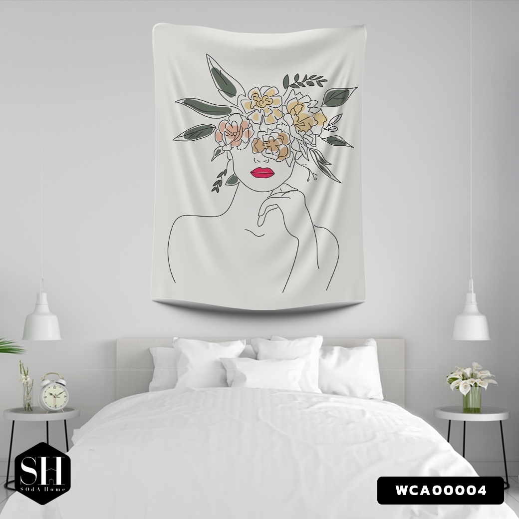 ผ้าติดผนัง ผ้าแขวนผนัง ผ้าตกแต่ง Cream Yves Rose WCA00004 #SOdAhome #SOdAPrintinG #WallCloth