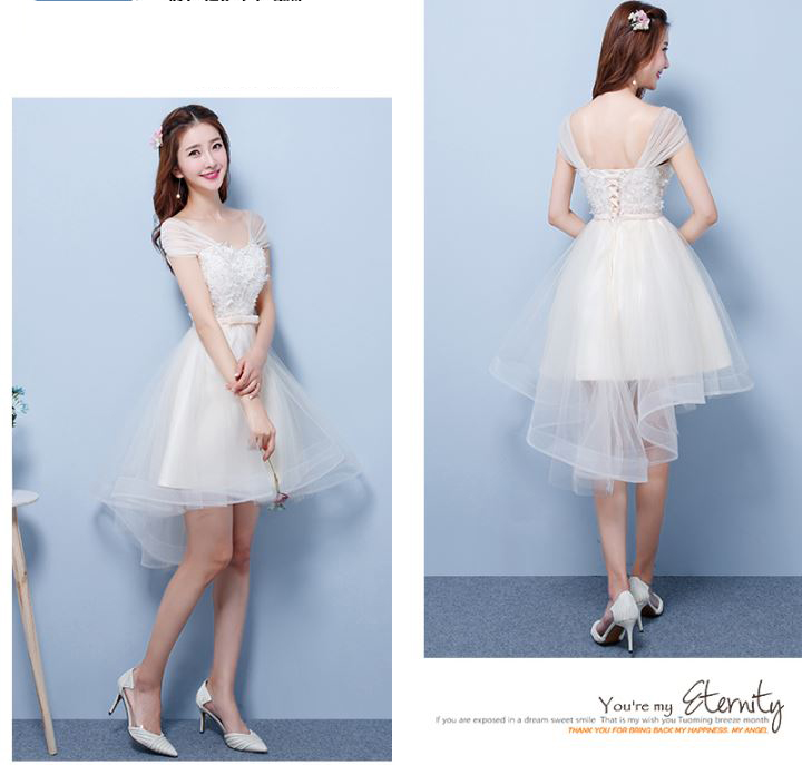 พร้อมเช่า เดรสขาว พรีเวดดิ้ง สวยหวาน กระโปรงตาข่าย ตัวชุดลูกไม้&แต่งโบว์ช่วงเอว (ซิปหลัง)