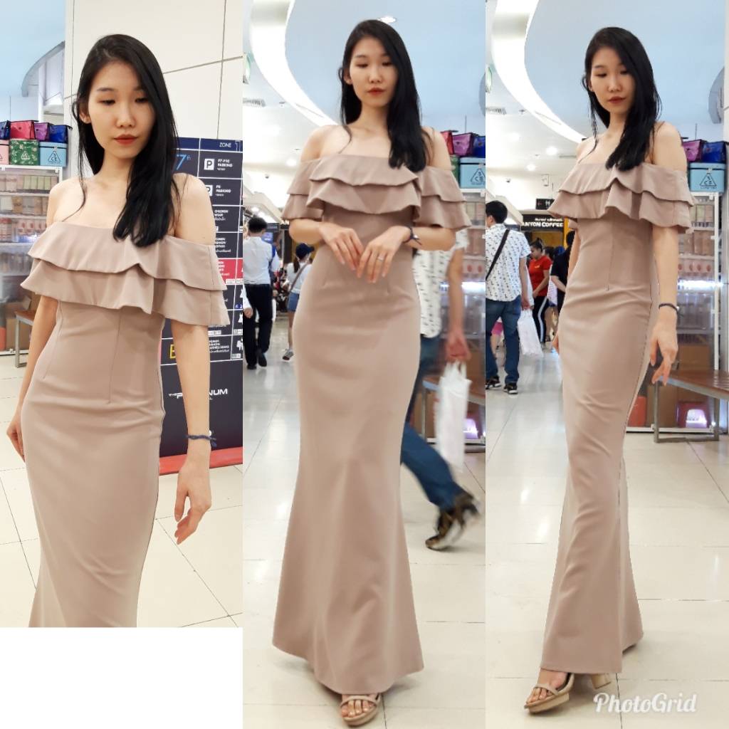 ชุดเพื่อนเจ้าสาว ชุดราตรียาว Gardenia - Off-shoulder Layers top & Mermaid skirt