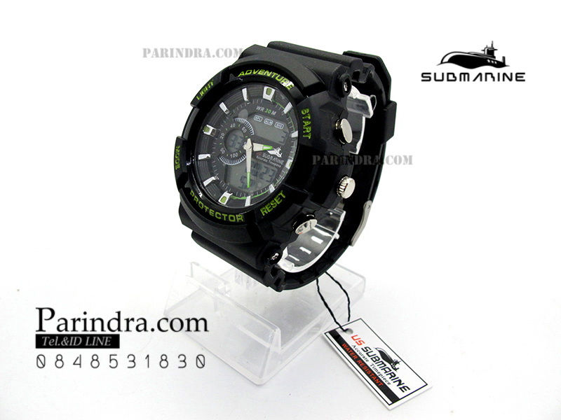 US submarine Protector รุ่น TP3147M สีดำตัดเขียว พื้นหลังเทา