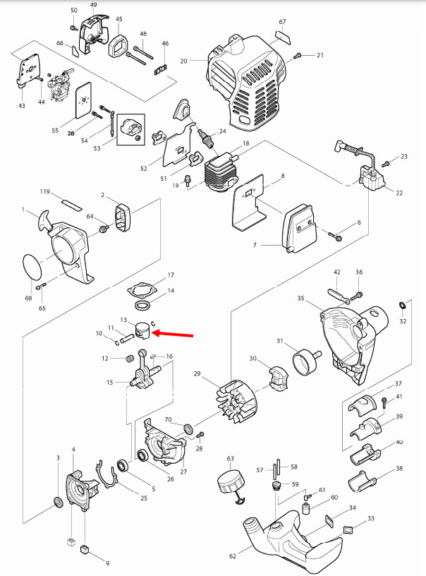 ลูกสูบ เครื่องตัดหญ้า 2 จังหวะ รุ่น EM2500U [#13] (แท้) ##