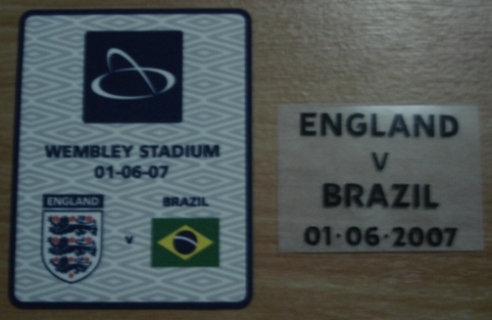 ชุดติดเสื้อฟุตบอล ทีมชาติอังกฤษ - นัดกระชับมิตร vs บราซิล (01/06/2007) PLAYER SIZE ใหม่ / ENGLAND National Football Team PLAYER SIZE Match Day Transfer/Insignia - FRIENDLY MATCH vs BRAZIL (01/06/2007) NEW