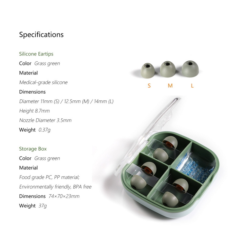 DD ST35 จุกหูฟังซิลิโคนเกรดการแพทย์พร้อมกล่องเก็บหูฟัง