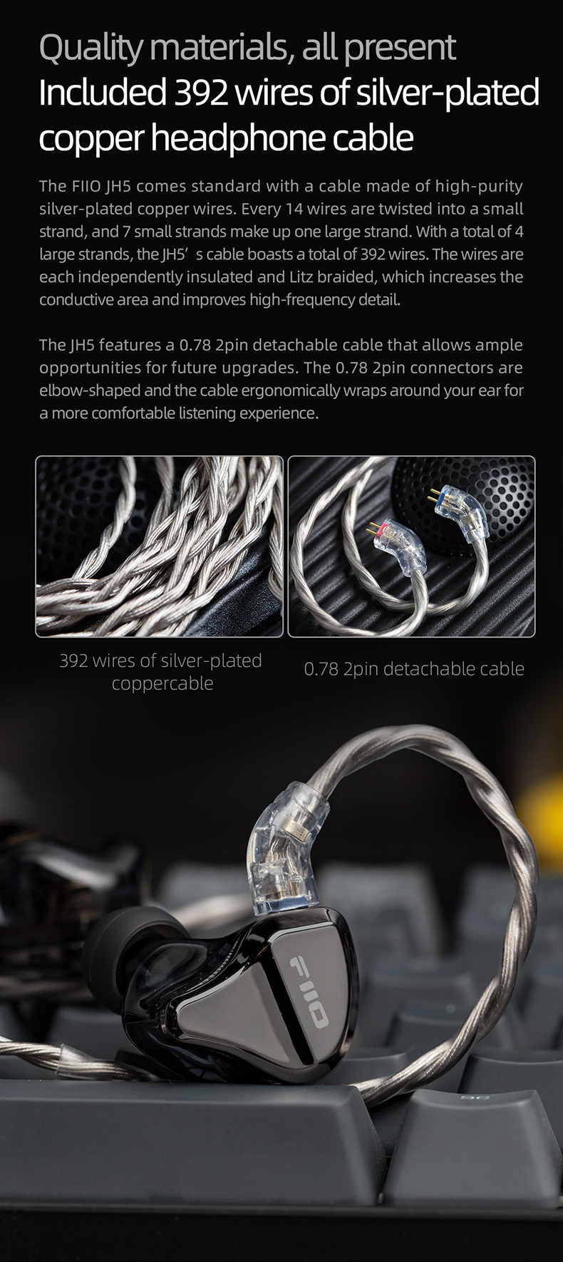 FiiO Jade Audio JH5 หูฟัง IEMs Hybrid 5 ไดรเวอร์ 1DA+4BA รองรับ Hi-Res ประกันศูนย์ไทย