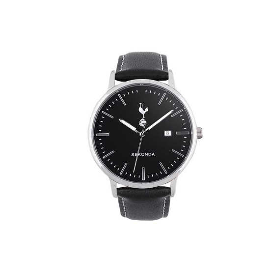 นาฬิกาข้อมือชายท็อตนัม ฮ็อทสเปอร์ส Mens Black Leather Strap ของแท้
