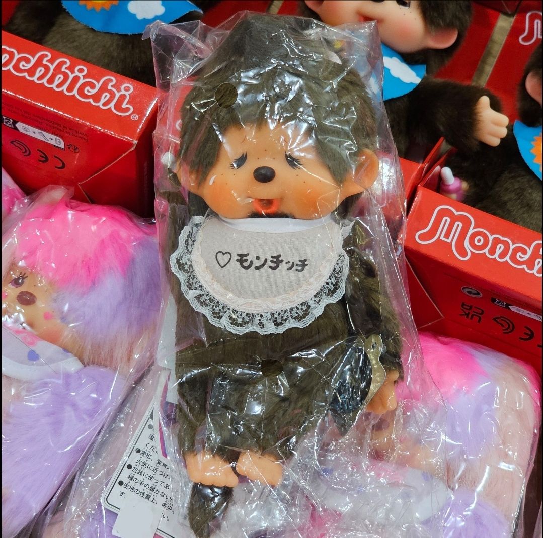 Vintage Monchhichi ความสูง20cm size S girl สีน้ำตาลสุด classic