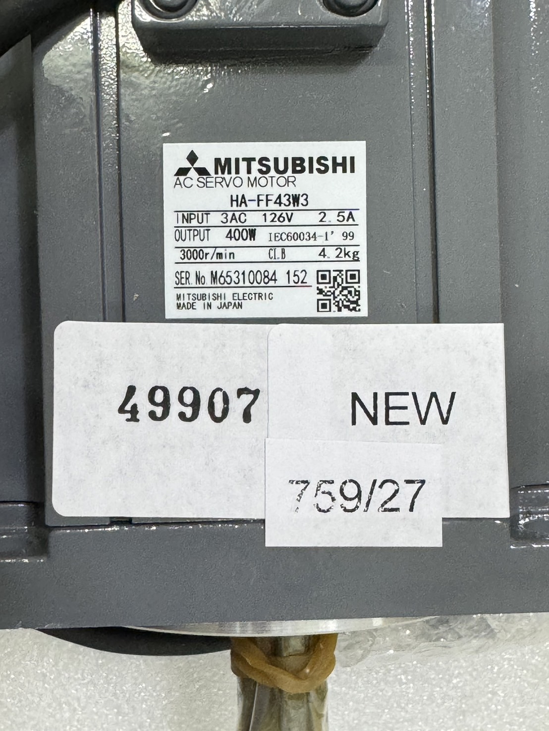 HA-FF43W3 SERVO MOTOR " MITSUBISHI "