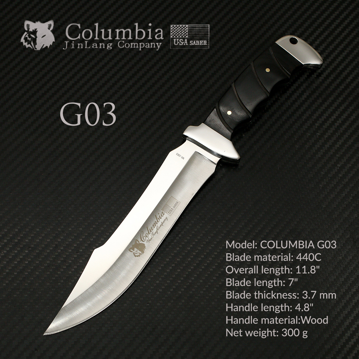 มีดเดินป่า COLUMBIA รุ่น G03 ใบมีดสวย คมมาก สำเนา