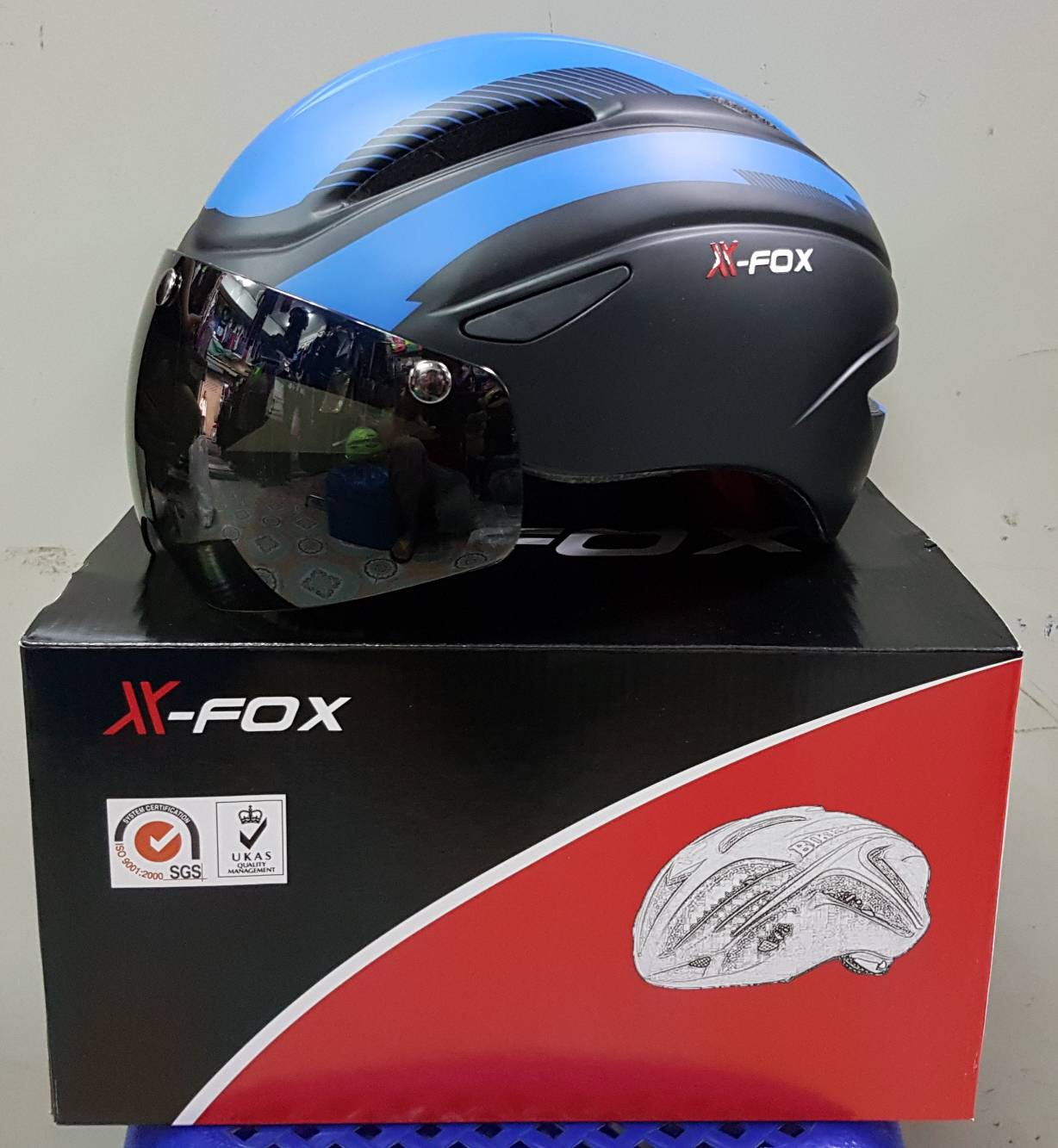 หมวกจักรยานมีแว่น X-FOX,XF-007 มี 1 เลนส์ AERO HELMETS