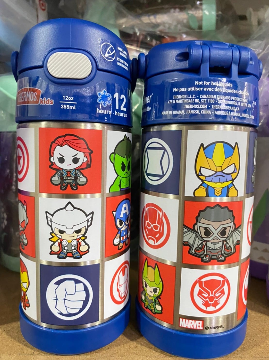 THERMOS FUNTAINER 12 Ounce Stainless Steel Vacuum Insulated Kids Straw Bottle, Avengers