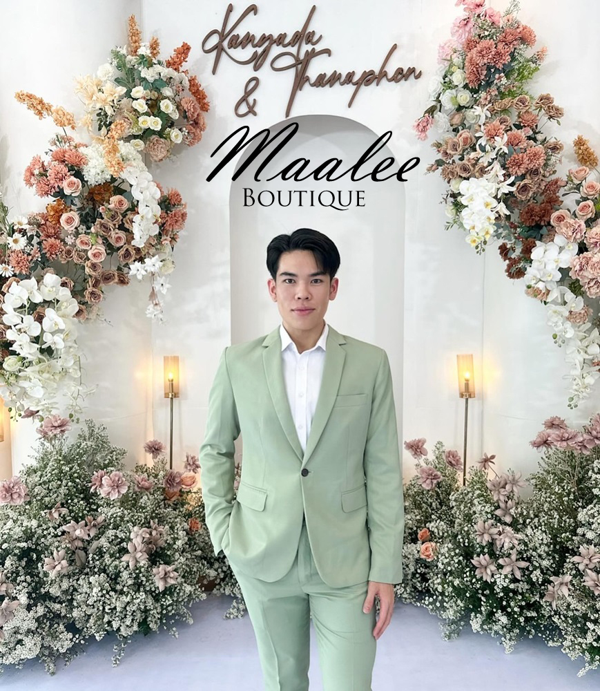 พร้อมเช่า ชุดสูทชาย สีชาเขียว งานตัดสูทพลัสไซส์ (ไม่มีกั๊ก)
