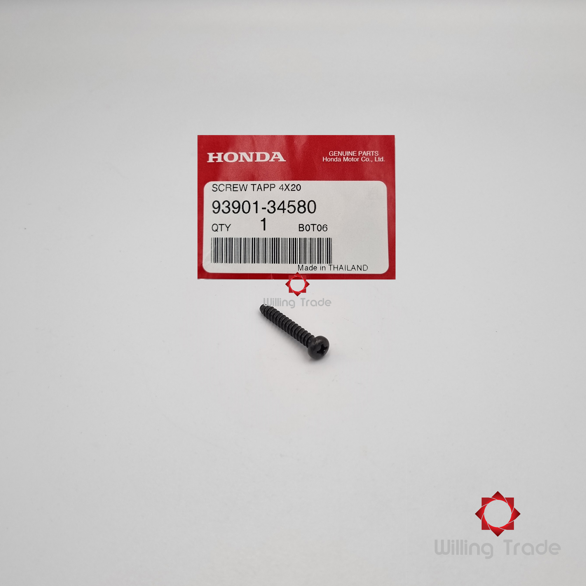สกรูเกลียวปล่อย 4x20 (WX500) HONDA: (93901-34580): CLICK110-I ... แพ๊คละ 1 ชิ้น... [แท้ศูนย์ 100%] ...กลุ่มอะไหล่ไฟท้าย ... SCREW, TAPPING, 4x20