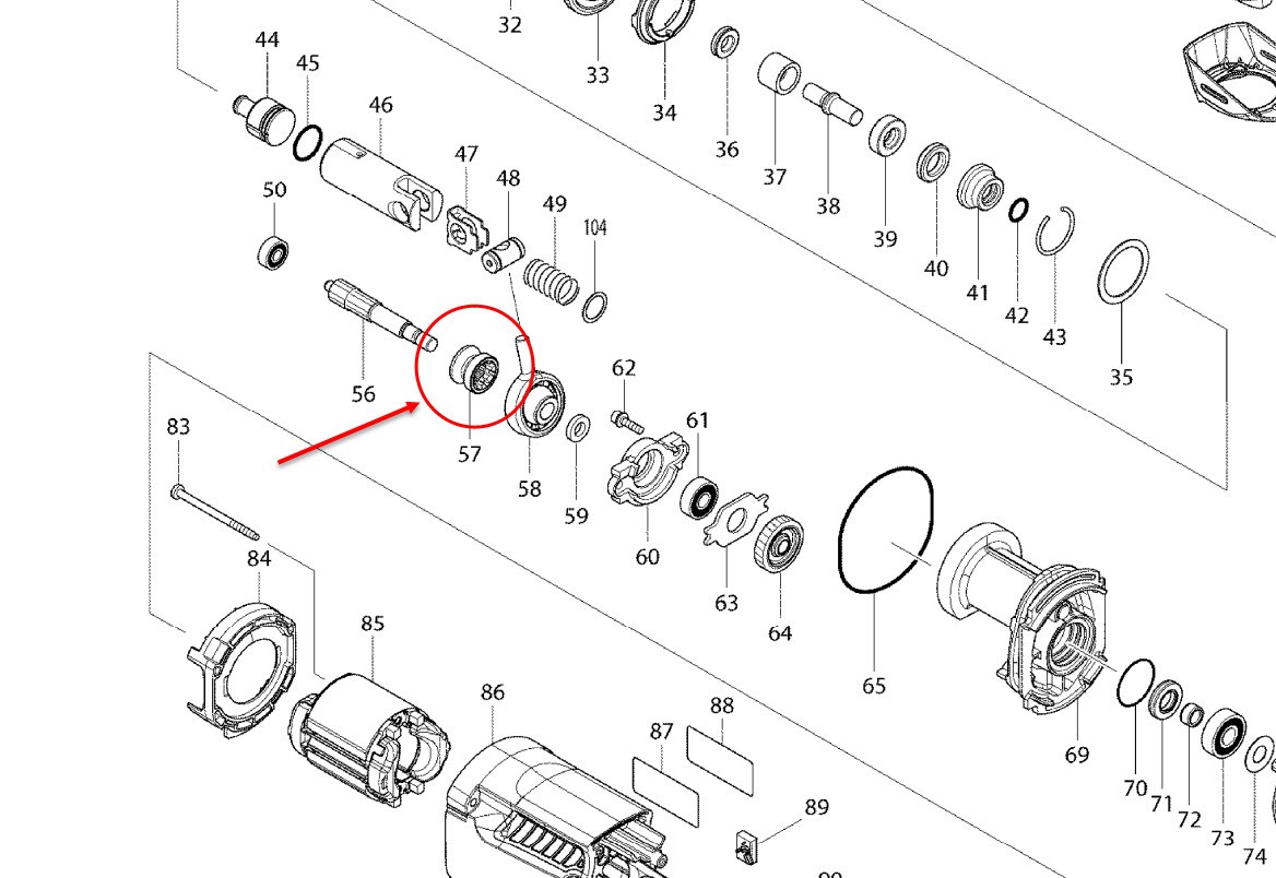 เฟืองคลัช สว่านโรตารี่ มาคเทค Maktec MT870 [#57] P/N.223174-2 (แท้)
