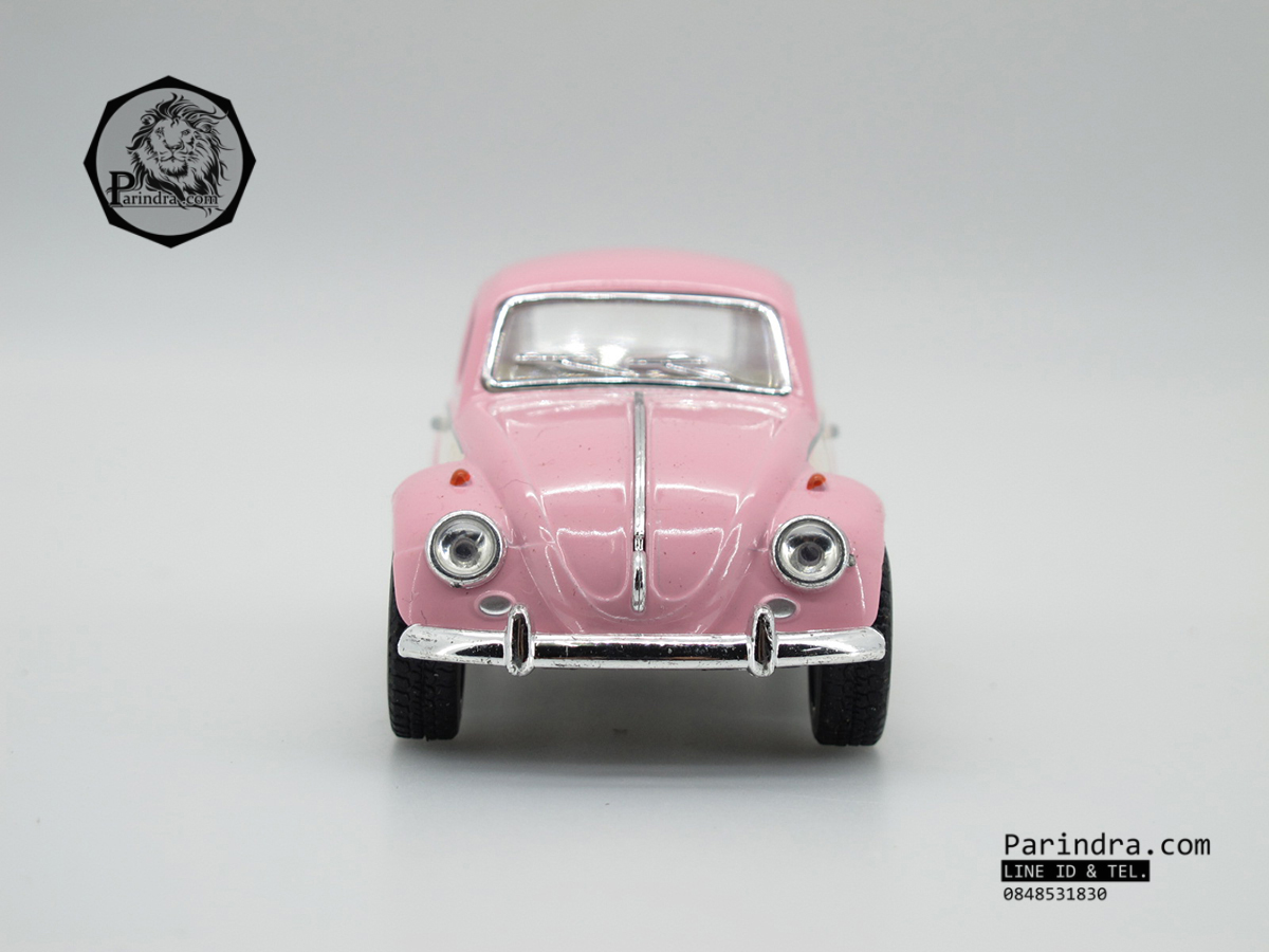 โมเดลรถเหล็กรถเต่า Volkswagen 1967 อัตราส่วน 1:32 สีชมพูหวาน ประตูขาว