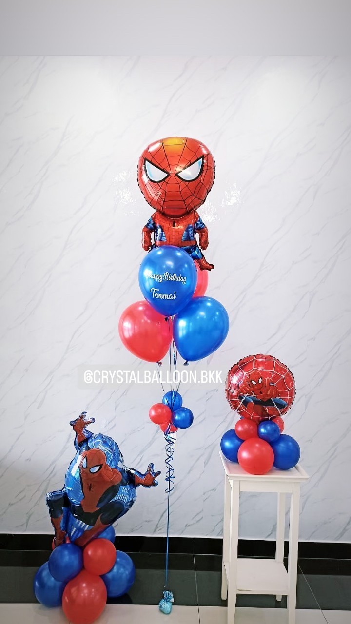 ลูกโป่ง วันเกิดเด็ก Theme Spider Man พร้อมตกแต่ง ฟอยล์กลม ตั้งฐาน 1 ชิ้น สามารถเปลี่ยนสีลูกโป่ง/เปลี่ยนฟอยล์ตกแต่งได้