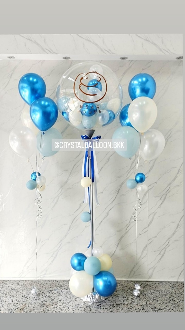 เสาลูกโป่ง Grand Opening Bubble ขนาด 36" พร้อม ลูกโป่ง 6" ด้านใน พร้อม ช่อลูกโป่ง ช่อ 5 ลูก 2 ช่อ พร้อมตกเเต่ง สามารถเปลี่ยนสีลูกโป่ง/เปลี่ยนข้อความได้