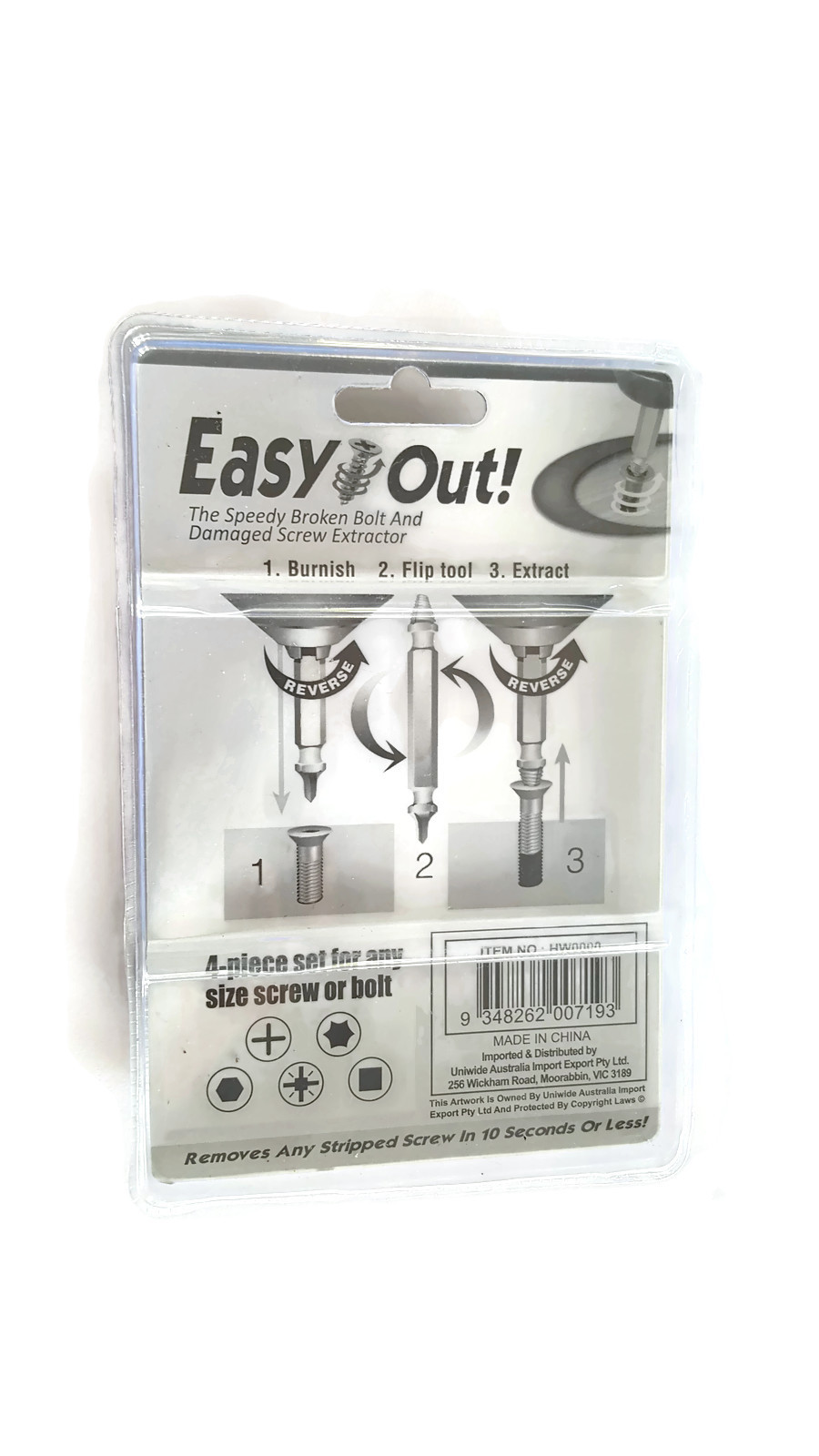 EASY OUT ตัวถอดสกรูเกลียว มี 4 ชิ้น,HW004