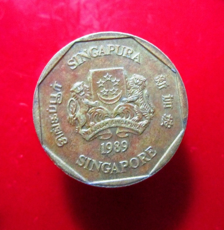 เหรียญเงิน 1 ดอลลาร์สิงหโปร์ ร.ศ 1986 รับประกันเหรียญแท้ครับ แก้ฮวงจุ๊ย