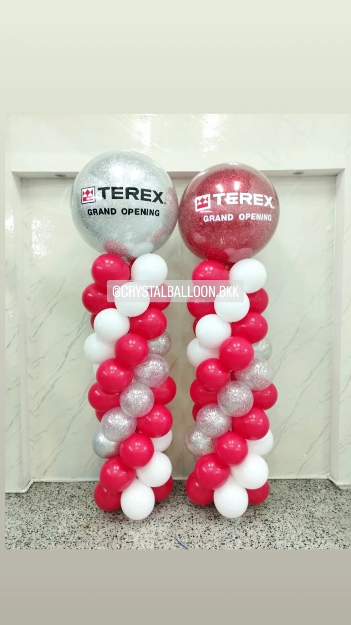 เสาลูกโป่ง เปิดงาน Bubble ขนาด 36" กลิตเตอร์สีแดง 1 เสา พร้อม Bubble ขนาด 36" กลิตเตอร์เงิน 1 เสา พร้อมตกแต่ง สามารถเปลี่ยนสีลูกโป่ง/เปลี่ยนข้อความได้