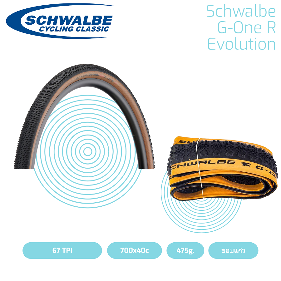 SCHWALBE ยางนอกรุ่น G-ONE R (2022), SUPER RACE, TUBELESS, 700X45C, สีขอบแก้ว
