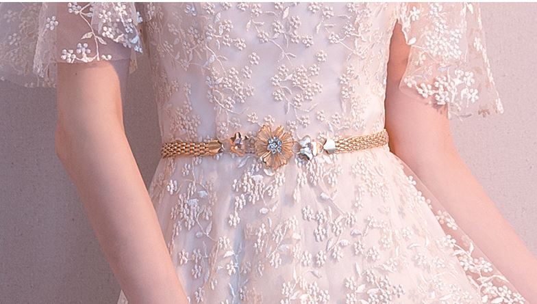 Pro-order เดรสสวย ถ่ายพรีเวดดิ้ง สวยหวาน ลูกไม้ (ซิปหลัง)