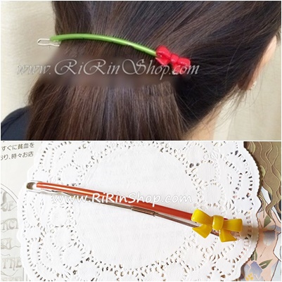 Aznavour กิ๊บติดผมเซลลูโลสโบว์ขนาด11 cm.( Yellow )