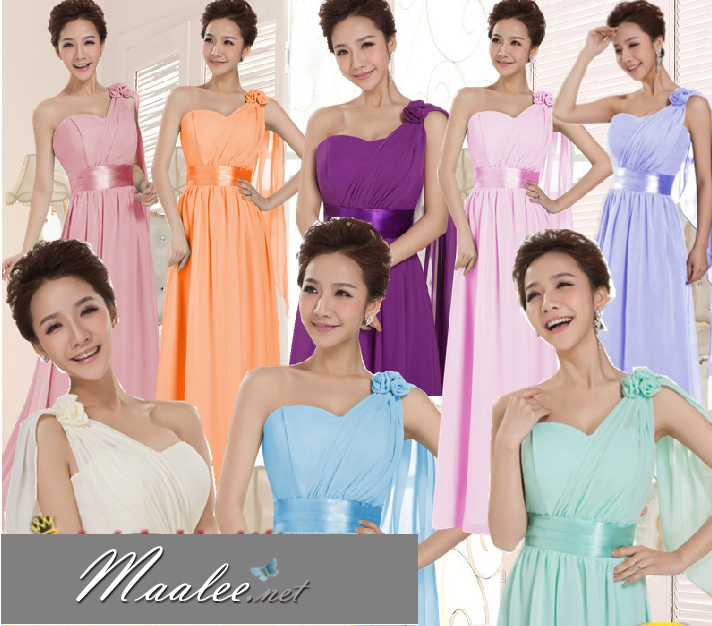 พร้อมเช่า ชุดราตรียาว เกาะอก ไหล่เดียว สีเขียว แอปเปิ้ล (สีเขียวอ่อน) * มี XXXL