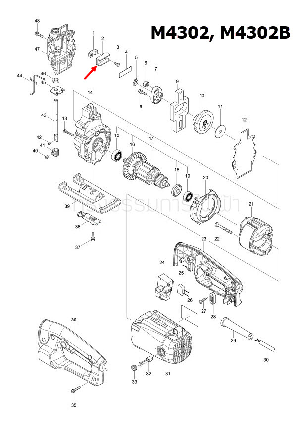 ประกับแกนใหญ่ จิ๊กซอว์ มาคเทค-Maktec, Makita มากีต้า MT430, M4302, M4302B [#2] Pn.325600-8 (แท้) ##
