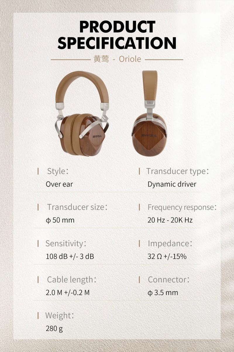 Sivga Oriole หูฟัง Headphone ไดรเวอร์ไดนามิก เสียงเที่ยงตรงสูง ไม้แบบปิดด้านหลัง ประกันศูนย์ไทย