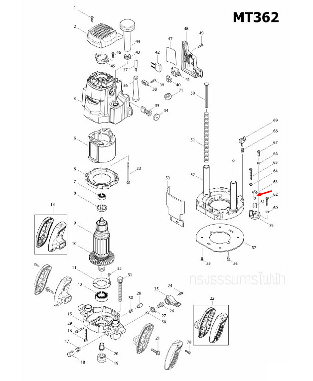 น๊อต M6 เราท์เตอร์ Maktec, Makita MT360, MT362, M3600, M3600B [#63] Pn.251470-8 (แท้) ##