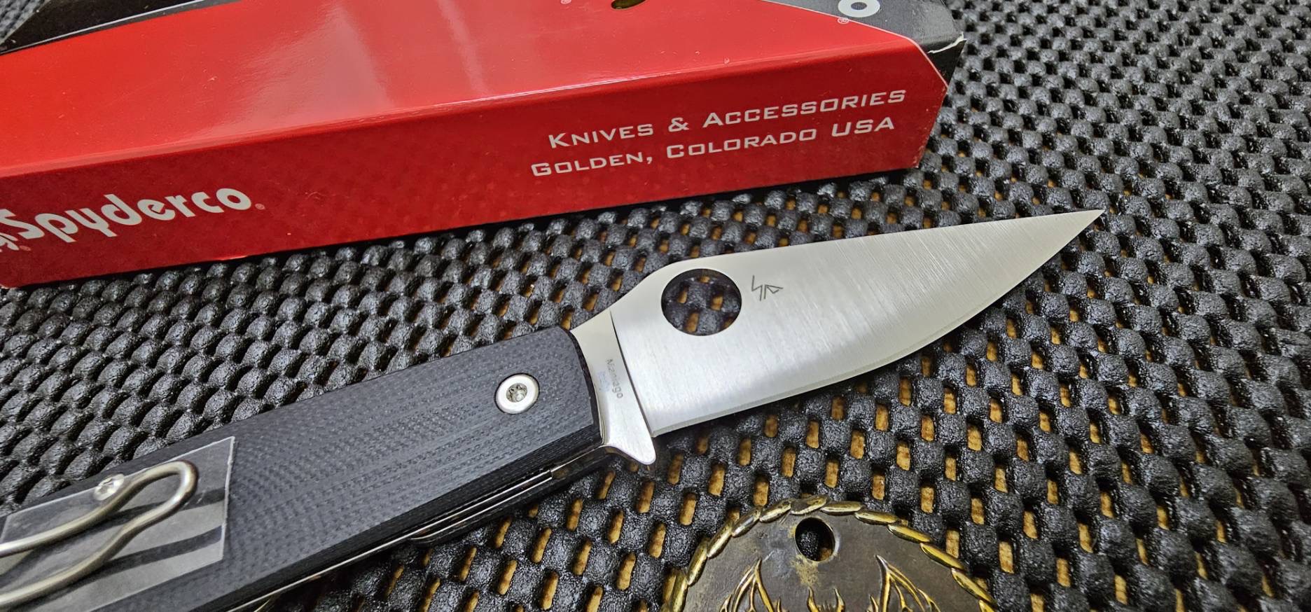 Spyderco Pattadese Liner Lock Knife Black G-10 (3.2" Satin M390) (Discontinued)