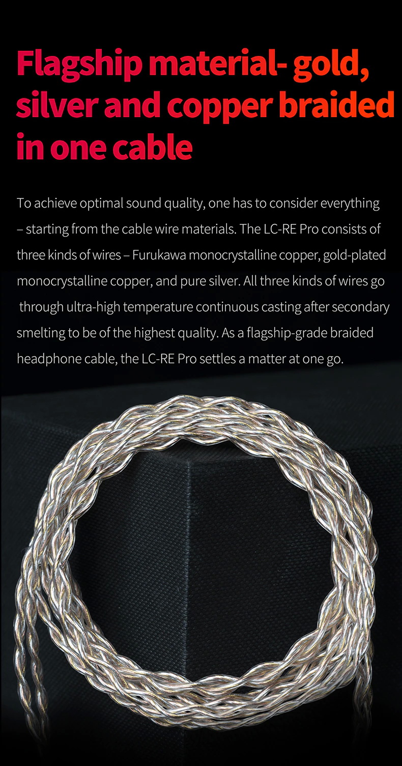 ขาย FiiO LC-RE PRO สายอัพเกรดหูฟังถักผสม ทอง, เงิน, ทองแดง ระดับเรือธง