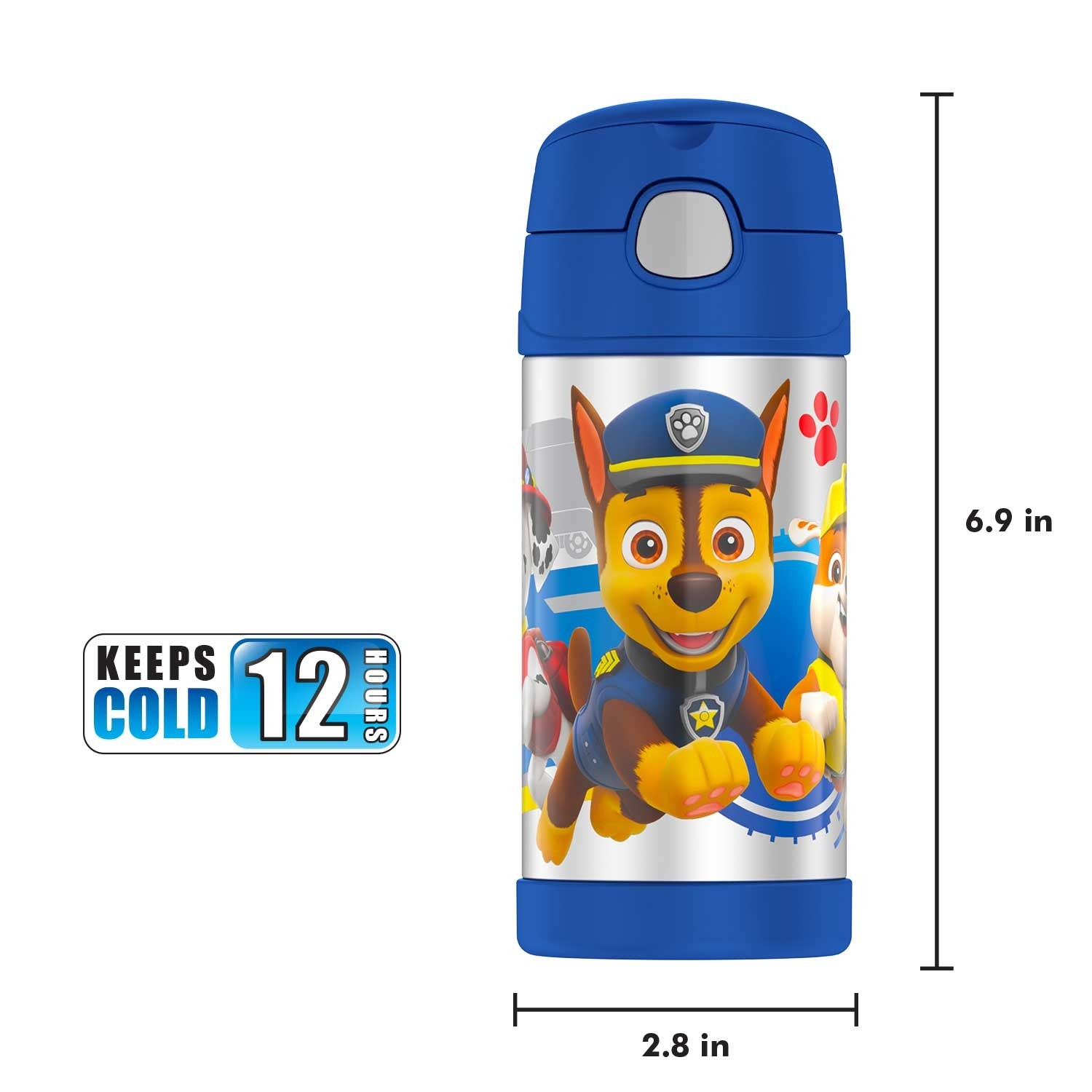 กระติกน้ำเก็บความเย็น Paw Patrol Thermos Vacuum Insulated Stainless Steel 12 Ounce Funtainer with Straw น้ำเงิน