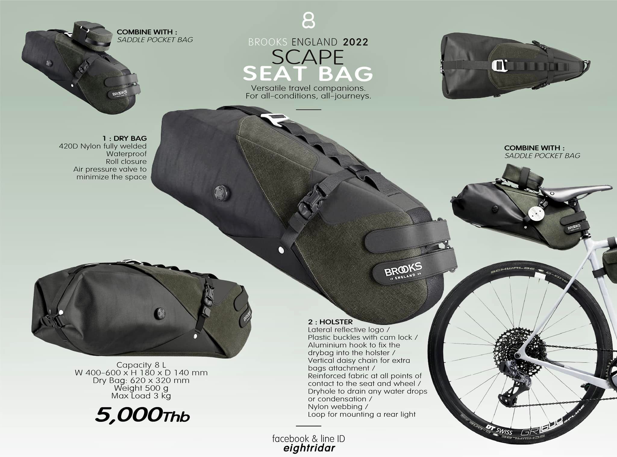 กระเป๋าใต้อาน BROOKS Scape Seat bag, Mud Green