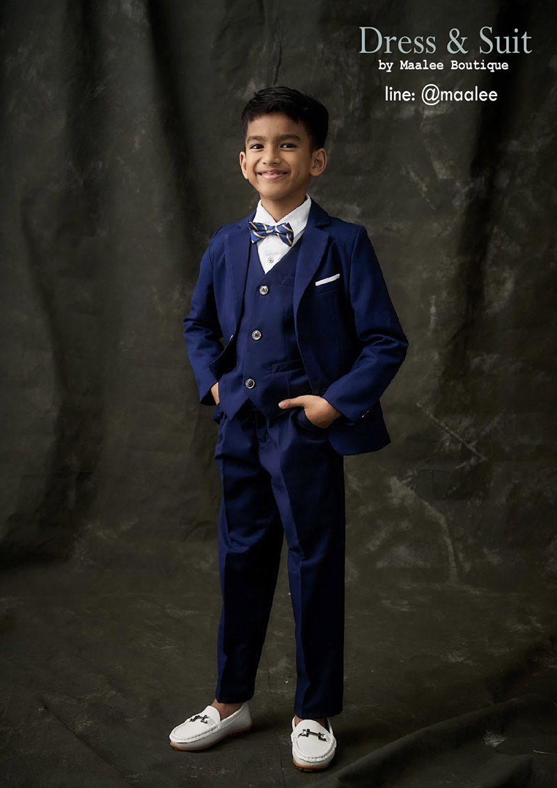 พร้อมเช่า ชุดสูทเด็กชาย สีกรมท่า 2 กระดุม **พร้อมเช่าไซส์ 90,100, 110,120,130,140, 150,160 ,170**