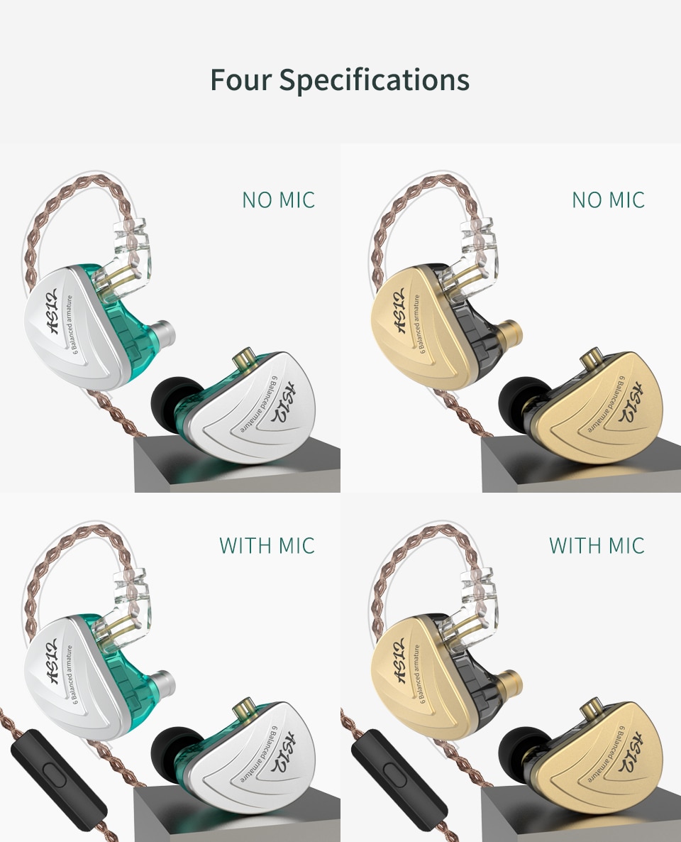 ขาย KZ AS12 สุดยอดหูฟัง Pure Balanced 6 ไดร์เวอร์ (6BA) ถอดสายได้