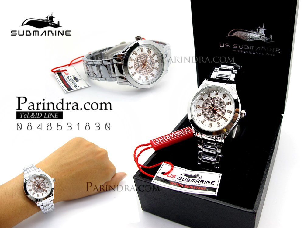 นาฬิกา U.S. submarine รุ่น J075L หน้าปัดคริตตัลสีขาวลาย Pink Gold