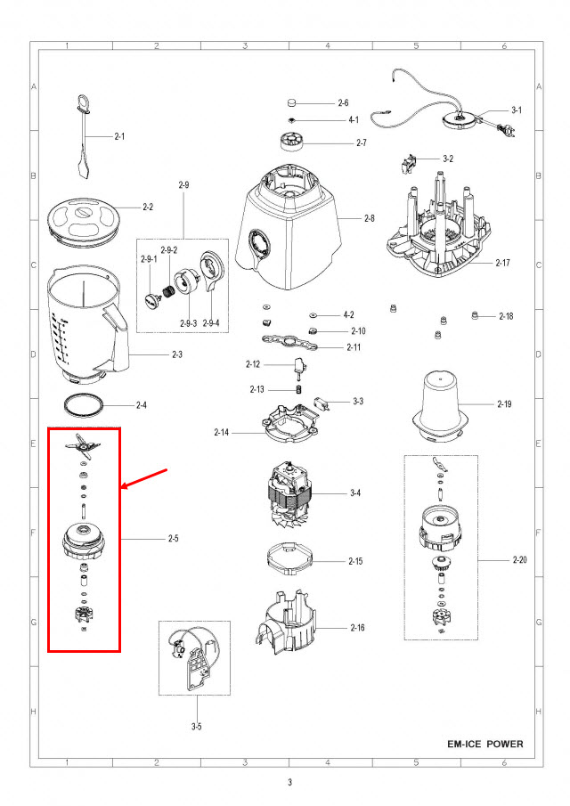 ใบมีดเครื่องปั่น SHARP (ชาร์ป) รุ่น EM-ICE-POWER Pn.9J208ASY (แท้)