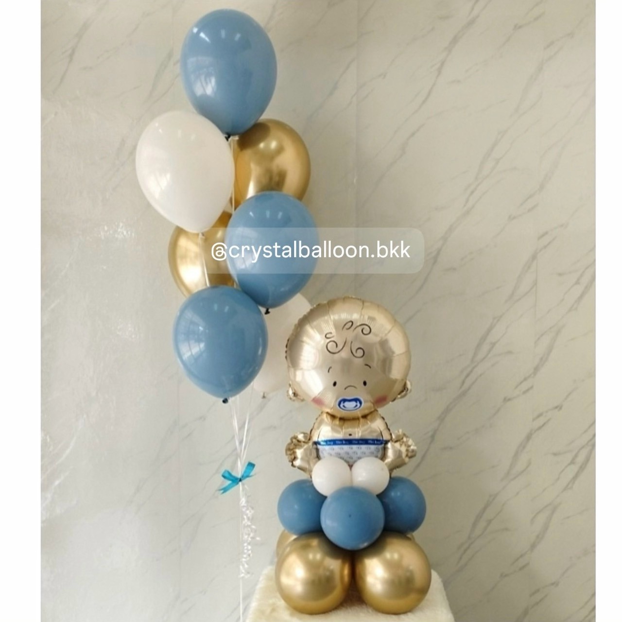 ลูกโป่ง Welcome Baby Boy ฟอยล์เด็ก ตั้งฐาน 1 ชิ้น ช่อลูกโป่ง ช่อ 7 ลูก 1 ช่อ พร้อมตกแต่ง สามารถเปลี่ยนสีลูกโป่ง/เปลี่ยนฟอยล์ตกแต่งได้