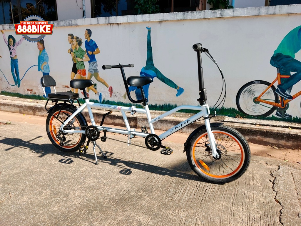K-POP LG450 จักรยานสองตอน Tandem bicycle Double Folding Bike เกียร์ 8 สปีด พับได้ ล้อ 20นิ้ว เฟรมเหล็ก ปี 2023