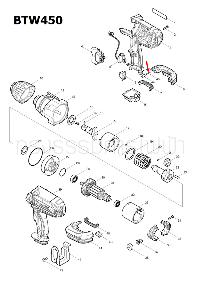 PIN 1.5 บล๊อกไร้สาย Makita มากีต้า BTD143 [#6], BTW450 [#45] Pn.268184-2 (แท้) ##