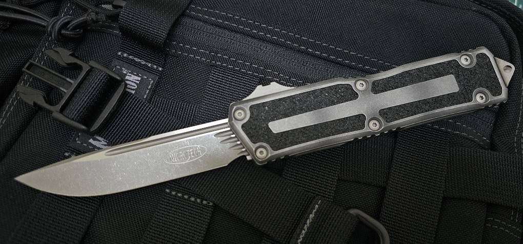 Microtech Scarab 2 Gen 3 S/E Weathered Metal Apocalyptic Standard w/ Spine Fluted Blade