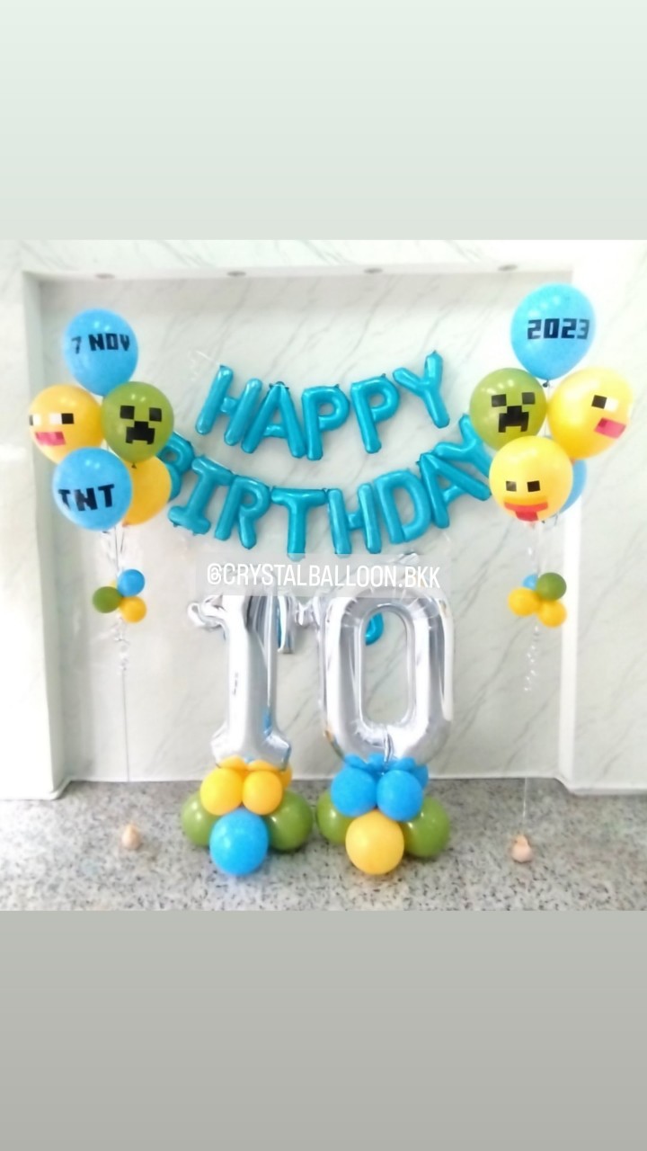 ลูกโป่ง วันเกิดเด็ก ฟอยล์ตัวเลข ขนาด 40" ตั้งฐาน เลข 1,0 พร้อม ฟอยล์ตัวอักษร Happy Brithday 1 ชิ้น พร้อม ฟอยล์อักษรชื่อ 5 อักษร พร้อม ช่อลูกโป่ง ช่อ 5 ลูก 2 ช่อ พร้อมตกเเต่ง สามารถเปลี่ยนสีลูกโป่ง/เปลี่ยนสี-ฟอยล์ตกเเต่งได้